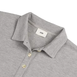 Autry Tonal Logo Waffle Long-Sleeve Polo