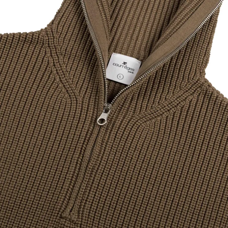 Courreges Ribbed Wool Trucker Sweater
