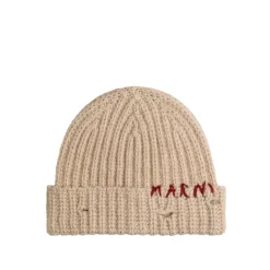 Marni Ribbed Beanie Whit Hand Stitched Logo