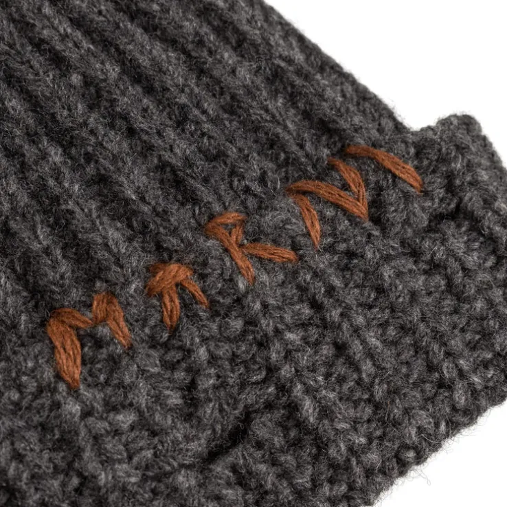 Marni Ribbed Beanie Whit Hand Stitched Logo
