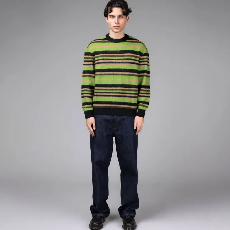Metalwood Striped Mohair Knit Sweater
