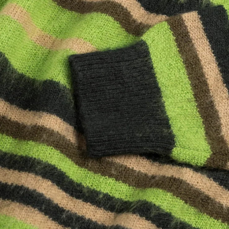Metalwood Striped Mohair Knit Sweater
