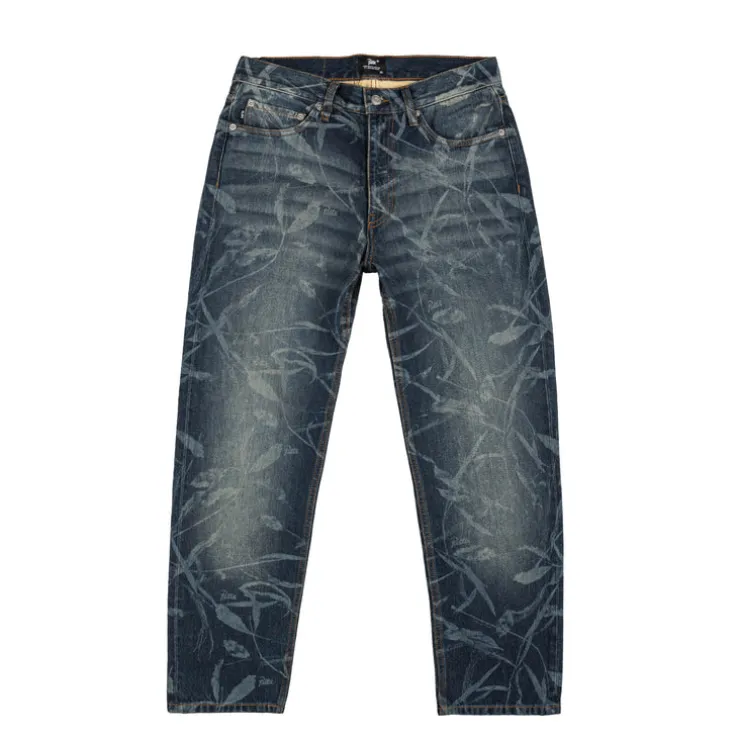 Patta Leaves Laser Printed Denim Jeans